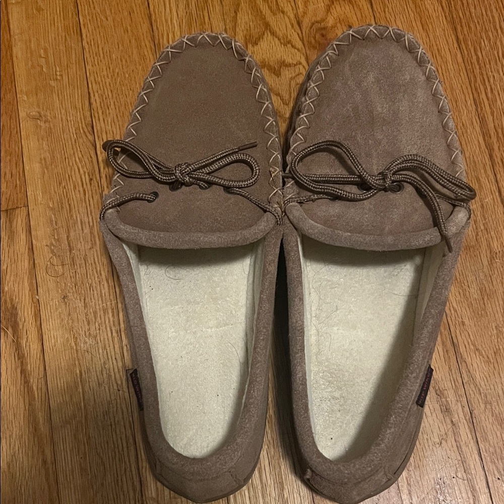 Men's Tan Suede Moccasin indoor/outdoor slippers